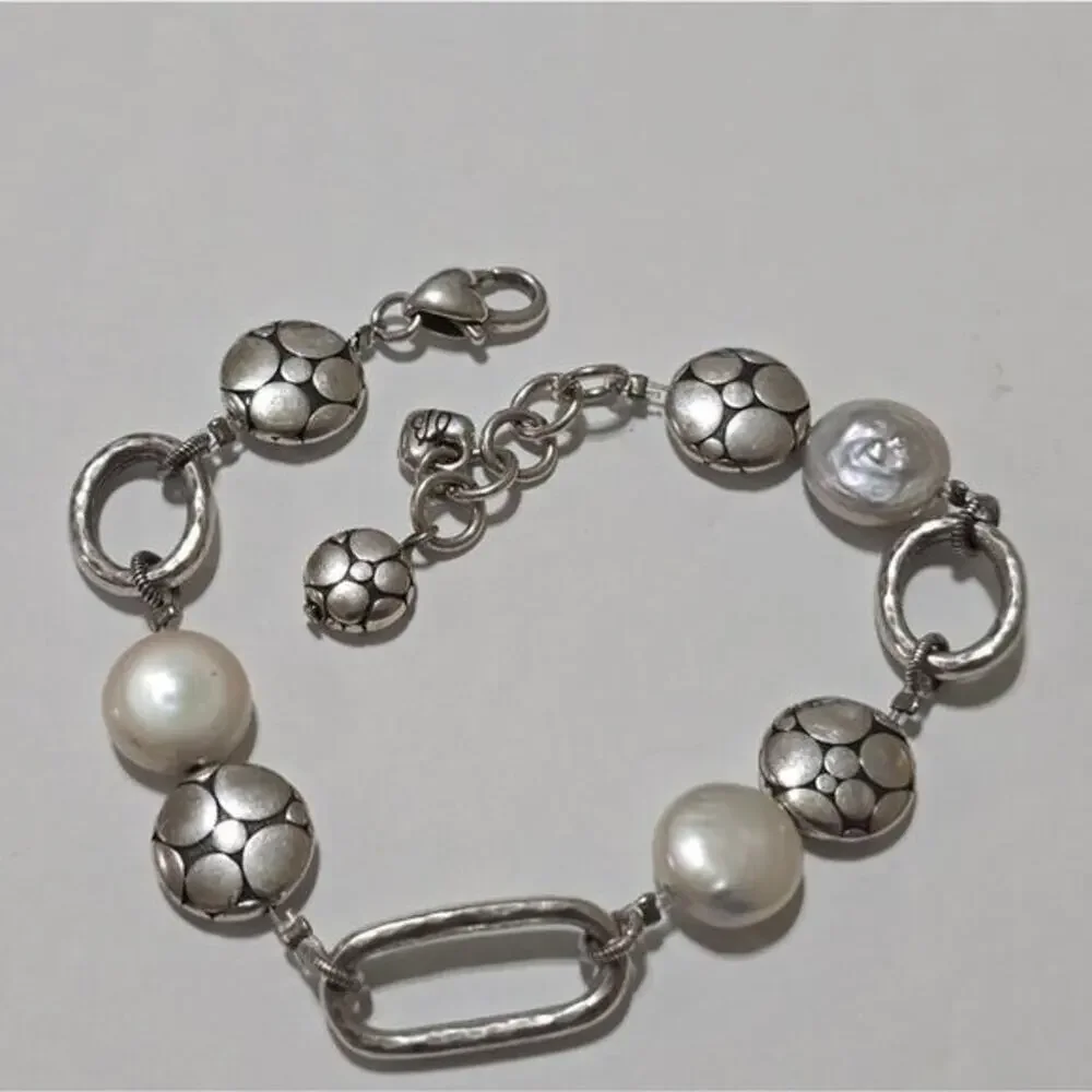 Brighton Mother of‎ Pearl MOP AND Silver Pl Link Bracelet